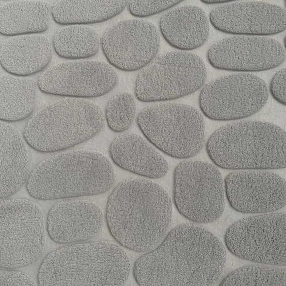 Cobblestone Embossed Bathroom Bath Mat, Memory Foam Pad, Washable Bath Rug - Picture 6 of 8